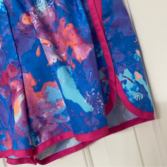 C9 CHAMPION • Blue + Pink Graffiti Wash 2" Woven Athletic Running Shorts - Picture 3 of 6
